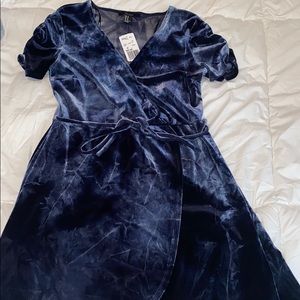F-21 Navy Blue Velvet Dress